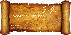 Forrás János névjegykártya